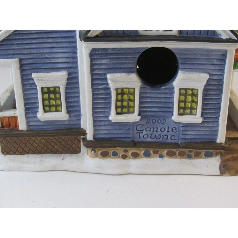 Carole Towne 2002‎ Blue Victorian Birdhouse Christmas Village Decor